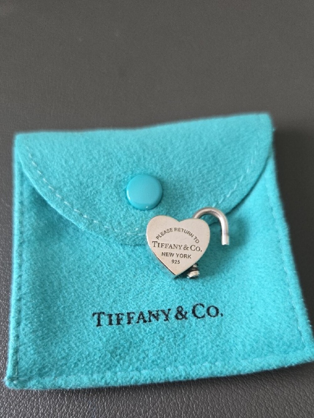 Tiffany & Co. Sterling Silver Heart Padlock Charm with Signature Blue Pouch - Picture 2 of 4
